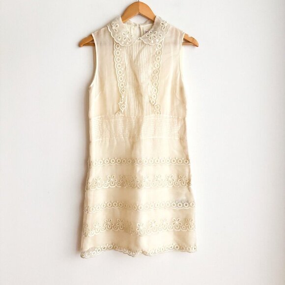 Valentino White Organza Eyelet Detail Sheer Sheath Dress S - Picture 1 of 7